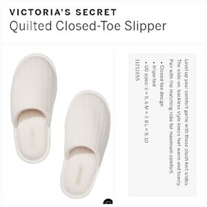 Victoria's secret quilted closed toe slippers cozy house shoes LARGE 9 10